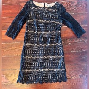 Eliza J 3/4 Sleeve Black Lace Sheath Dress